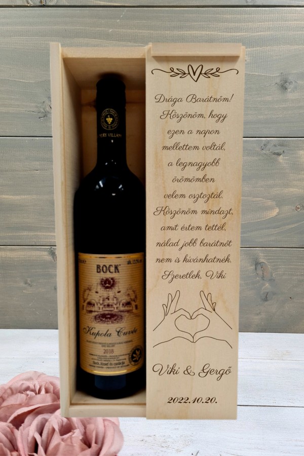 Örök barátság esküvői boros ajándék díszdoboz barátnak