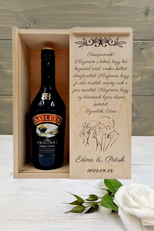 Az ifjú pár Örömapa köszöntő italos ajándék díszdoboz