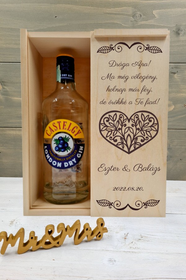 Szívbe zárt levelek szülőköszöntő italos ajándék díszdoboz