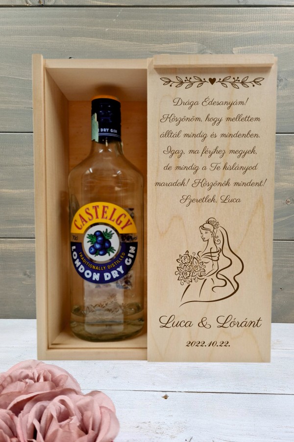 Menyasszony Örömanya köszöntő italos ajándék díszdoboz