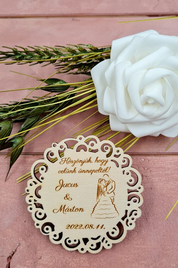 Örökké esküvői köszönőajándék hűtőmágnes vendégeknek