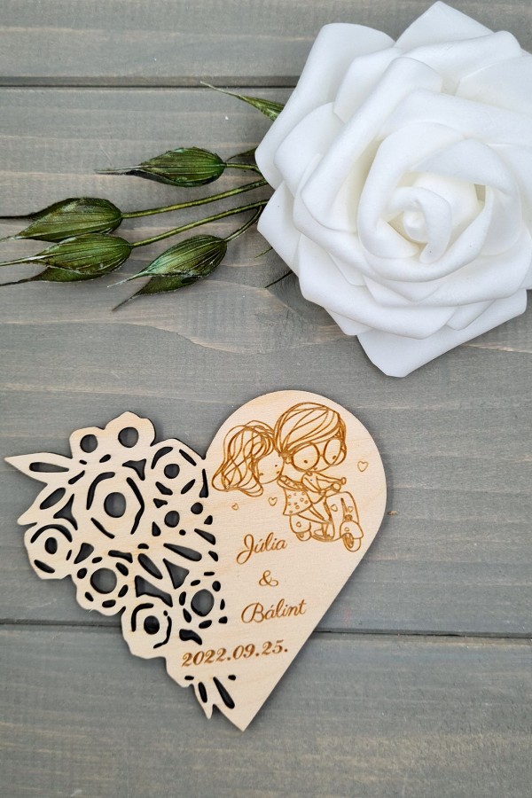 Szívembe zárva esküvői köszönőajándék hűtőmágnes vendégeknek