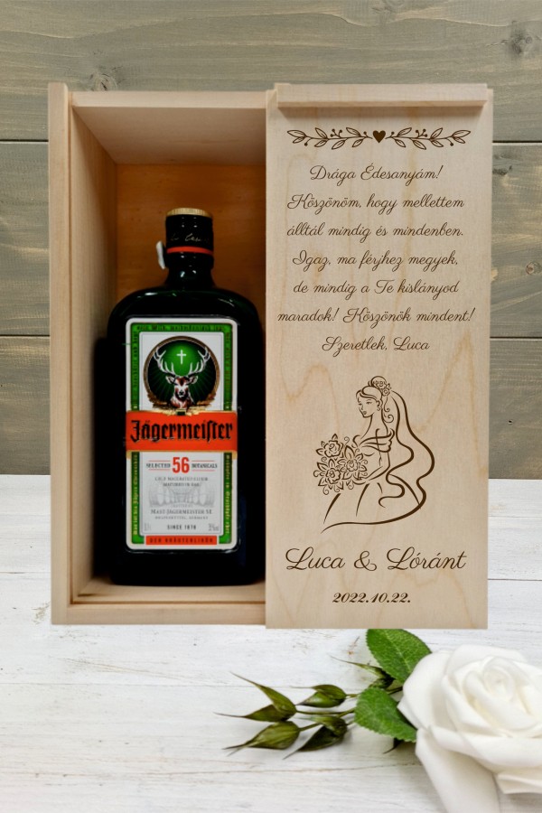 Menyasszony Örömanya köszöntő italos ajándék díszdoboz