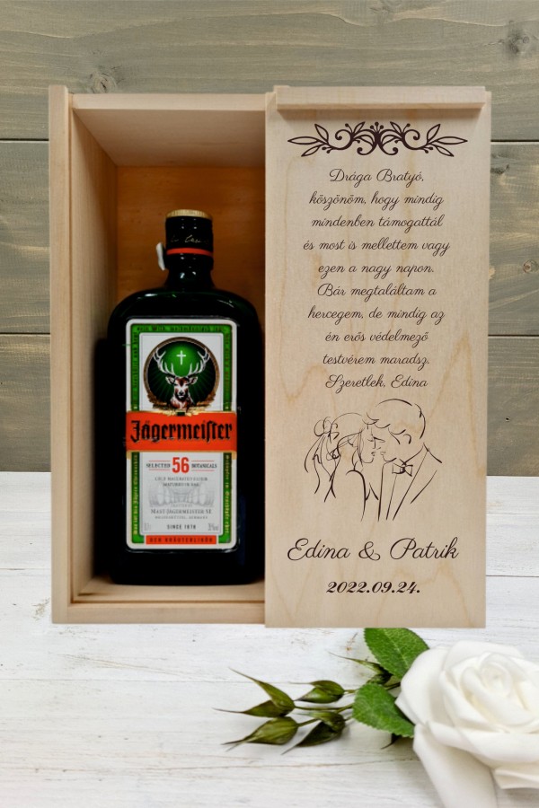 Az ifjú pár Testvér köszöntő italos ajándék díszdoboz