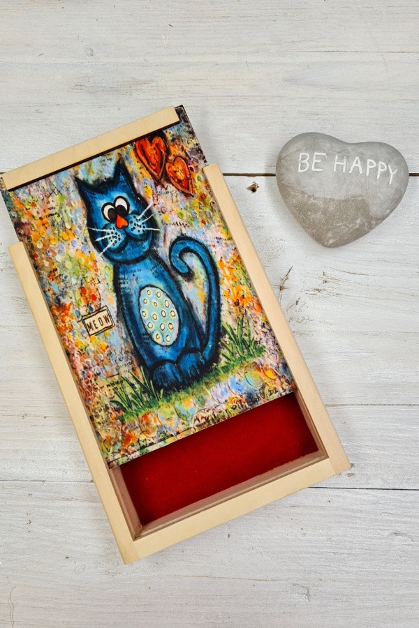 Kék macska ajándék díszdoboz