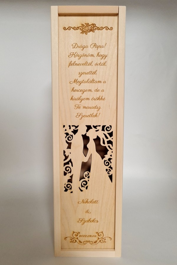 Lopott csók nagyszülő köszöntő boros doboz esküvőre