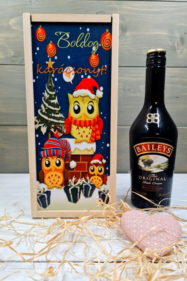 Hó baglyok italos ajándékdoboz karácsonyra