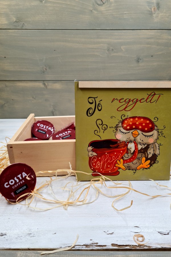 Jó reggelt kávés ajándékdoboz szülinapra