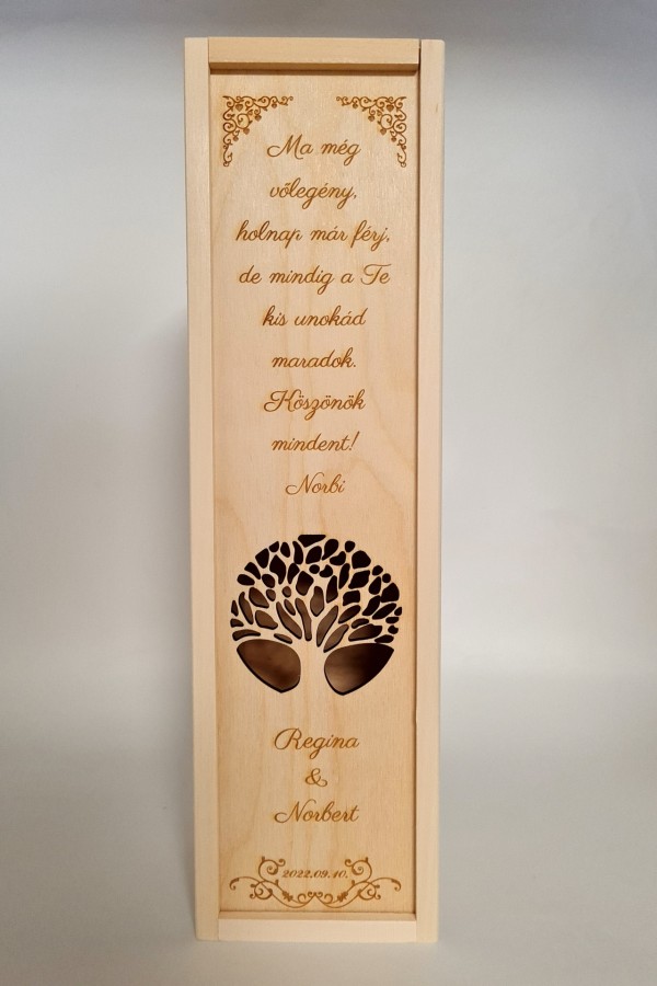 Diófa esküvői szülőköszöntő boros doboz