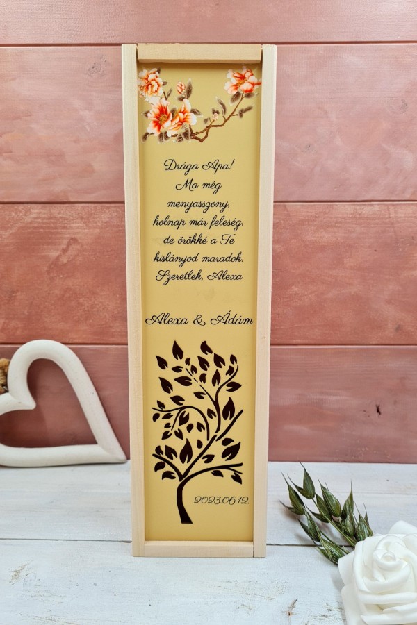 ÉLetfa esküvői szülököszöntő boros doboz