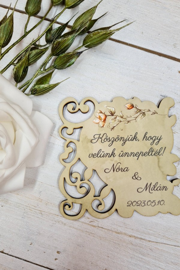 Jázmin esküvői vendégköszöntő ajándék hűtőmágnes