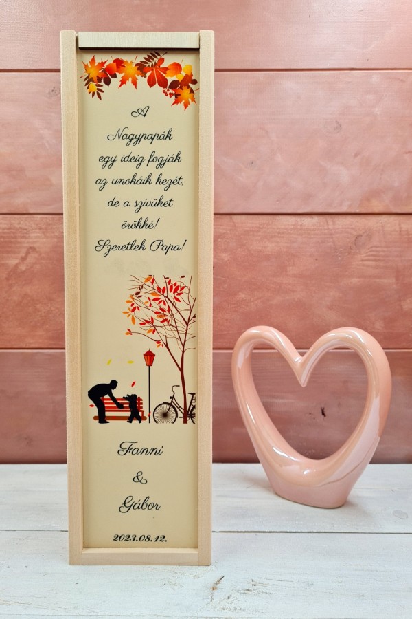 Nagypapának boros nagyszülő köszöntő ajándékdoboz esküvőre
