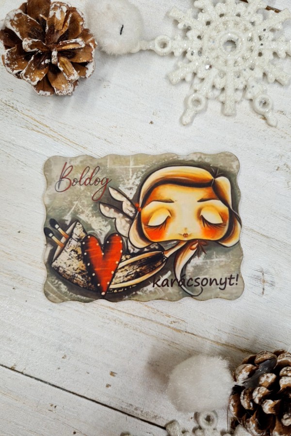 Angyalka karácsonyi ajándék hűtőmágnes