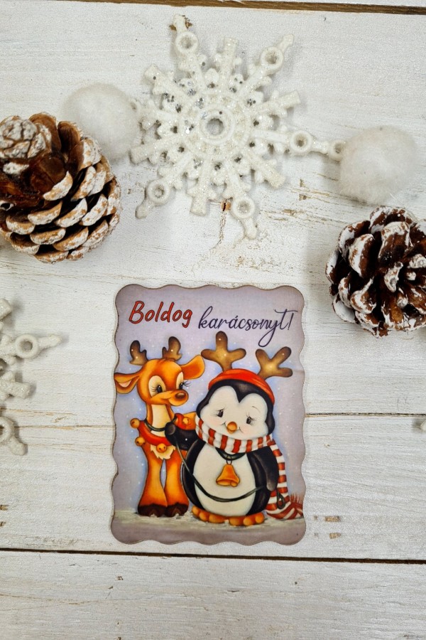 Jó barátok karácsonyi ajándék hűtőmágnes
