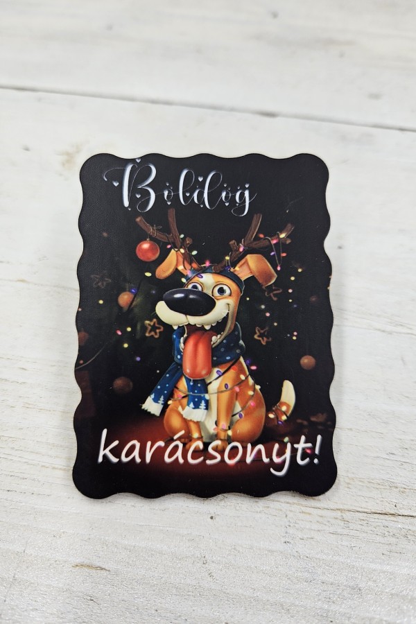 Kutya karácsony karácsonyi hűtőmágnes