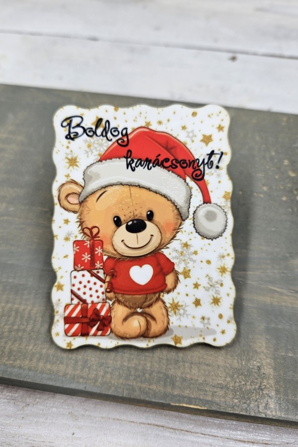 Mackó karácsony hűtőmágnes