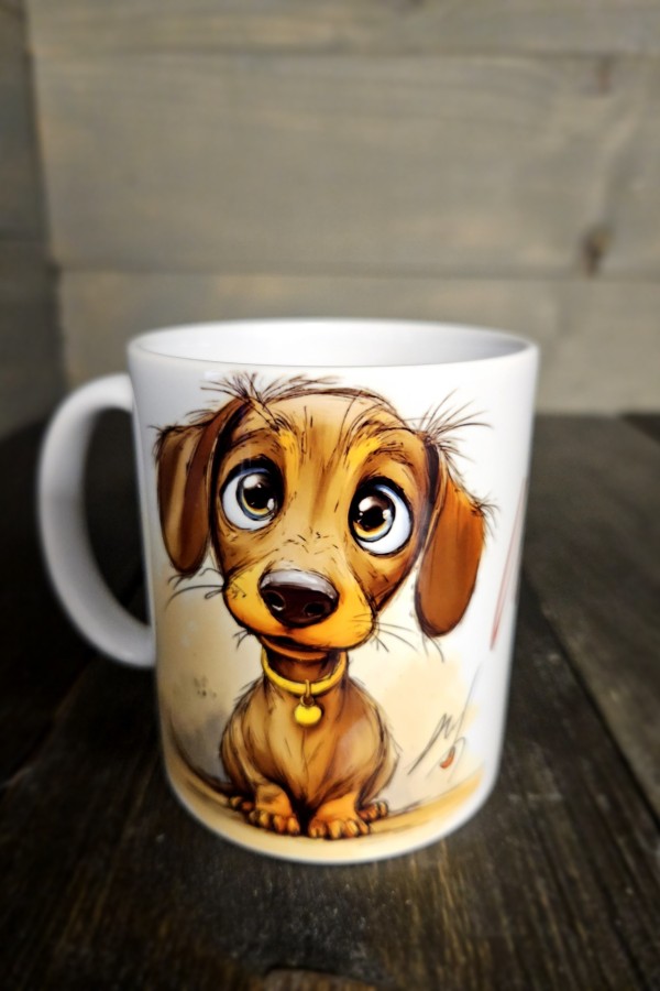 Cuki tacskó fiú mintás bögre 