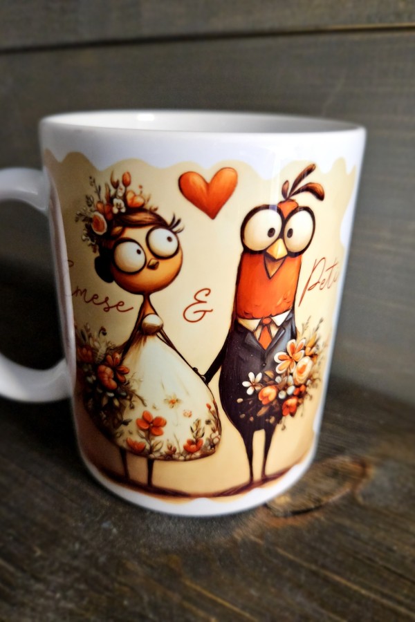 Madárkák vicces esküvői bögre