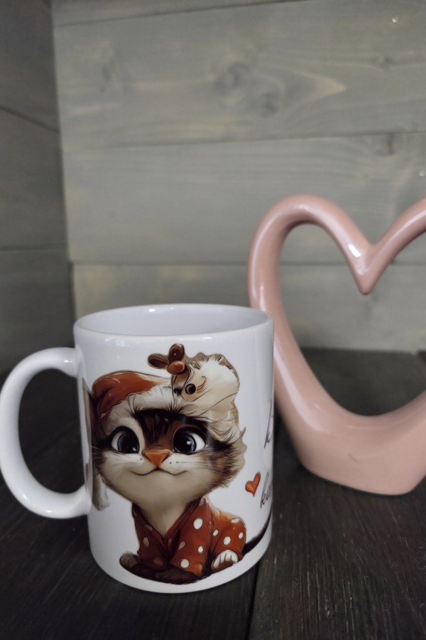 Cuki cica mintás karácsonyi bögre