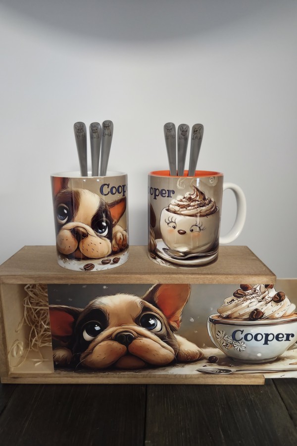 MySweetDog Bulldog bögre és kiskanál szett díszdobozban