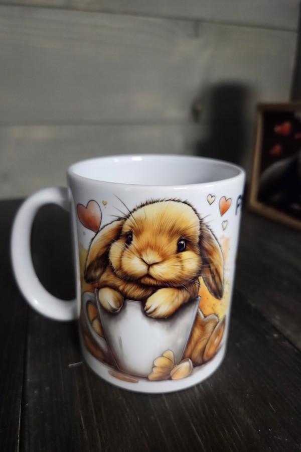 Egyedi névre szóló nyuszis bögre 