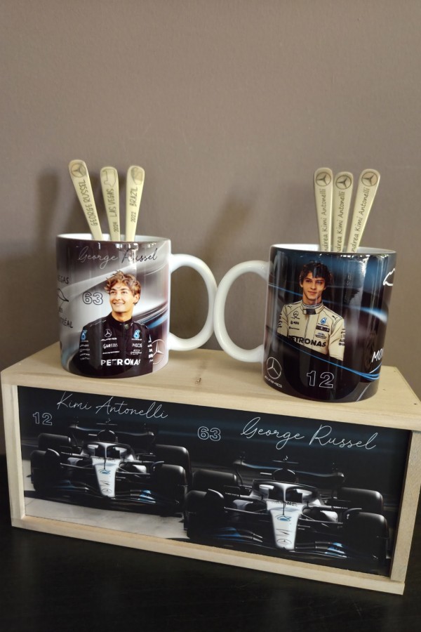 F1 George Russel és Kimi Antonelli Mercedes ajándékcsomag