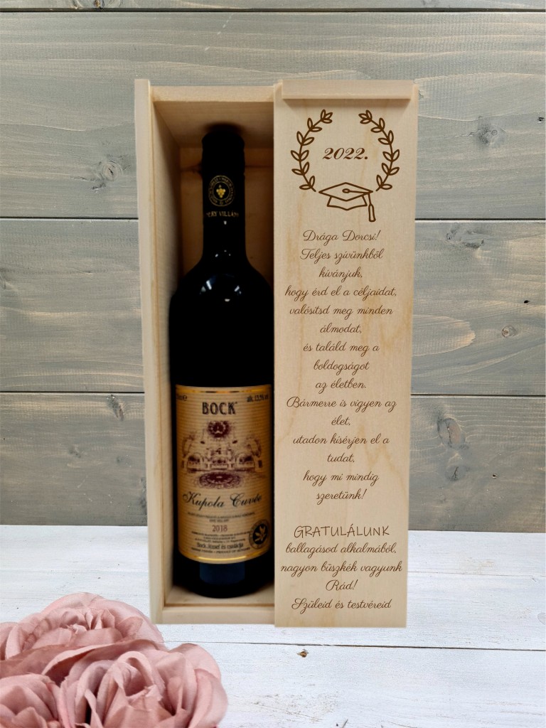 Faág boros doboz ballagásra, diplomaosztóra