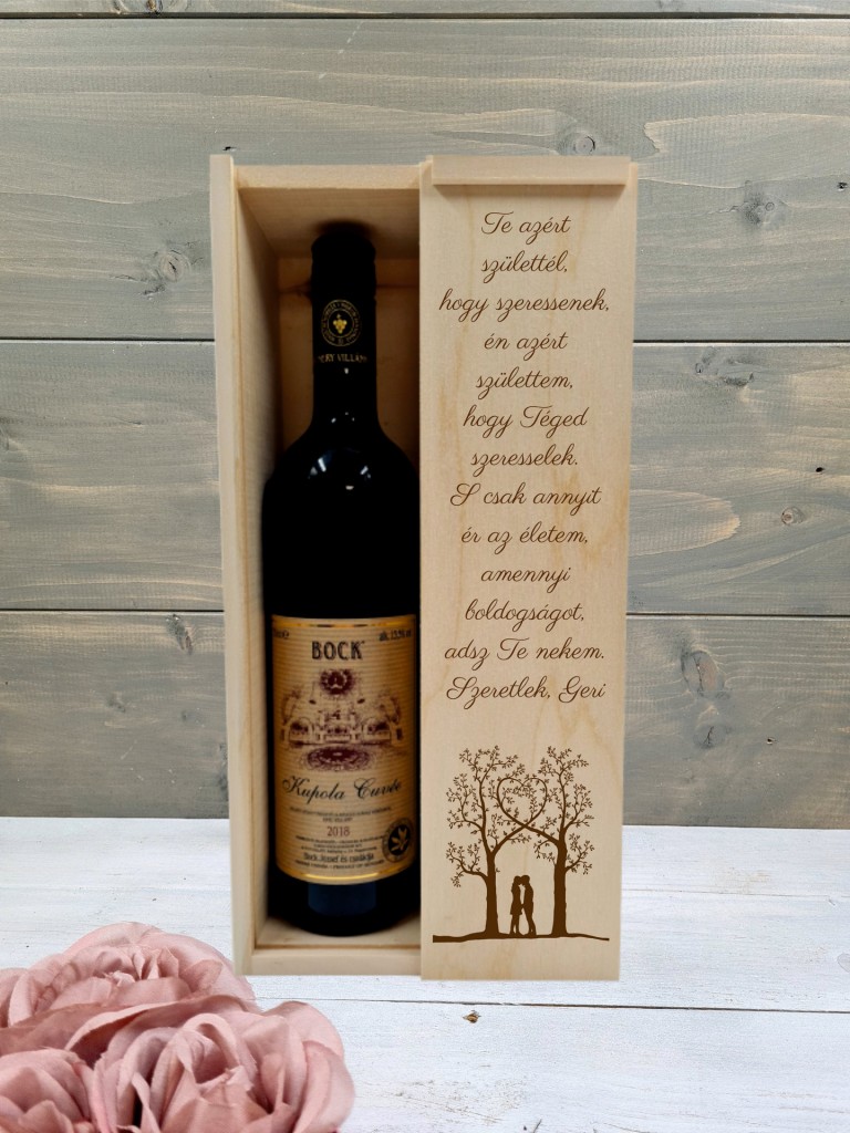 Szerelmesek boros doboz Valentin napra 