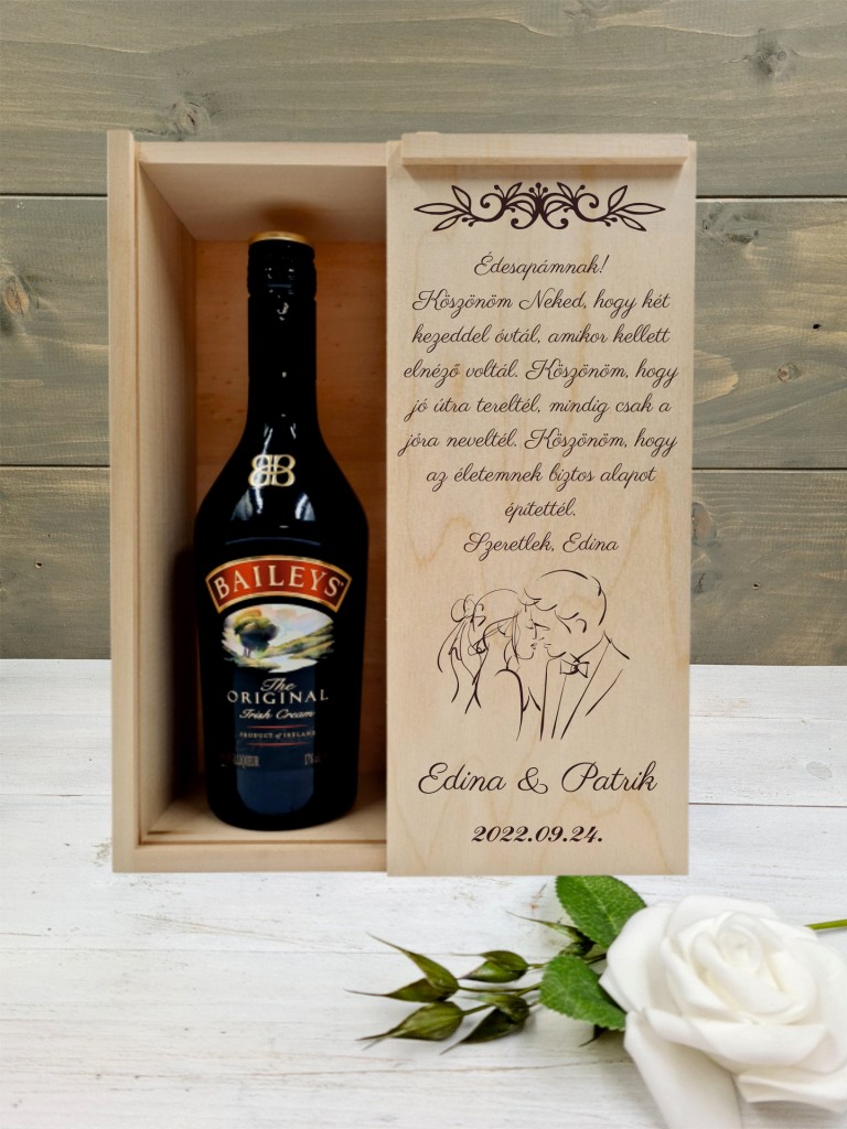 Az ifjú pár Örömapa köszöntő italos ajándék díszdoboz