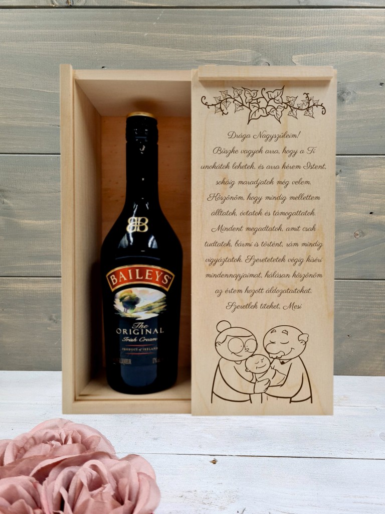  Nagyszülők köszöntő italos ajándék díszdoboz