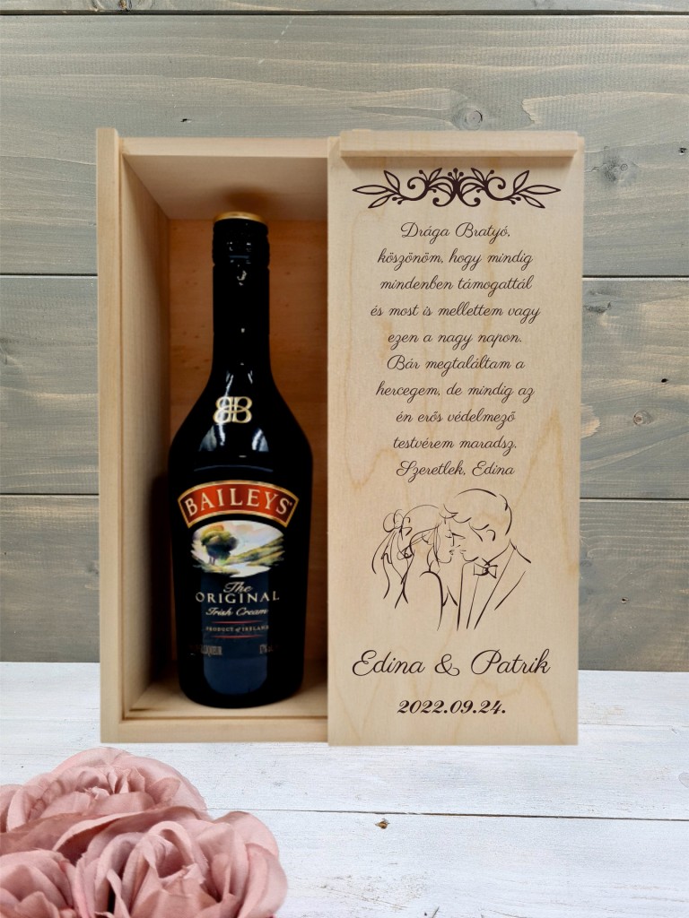 Az ifjú pár Testvér köszöntő italos ajándék díszdoboz