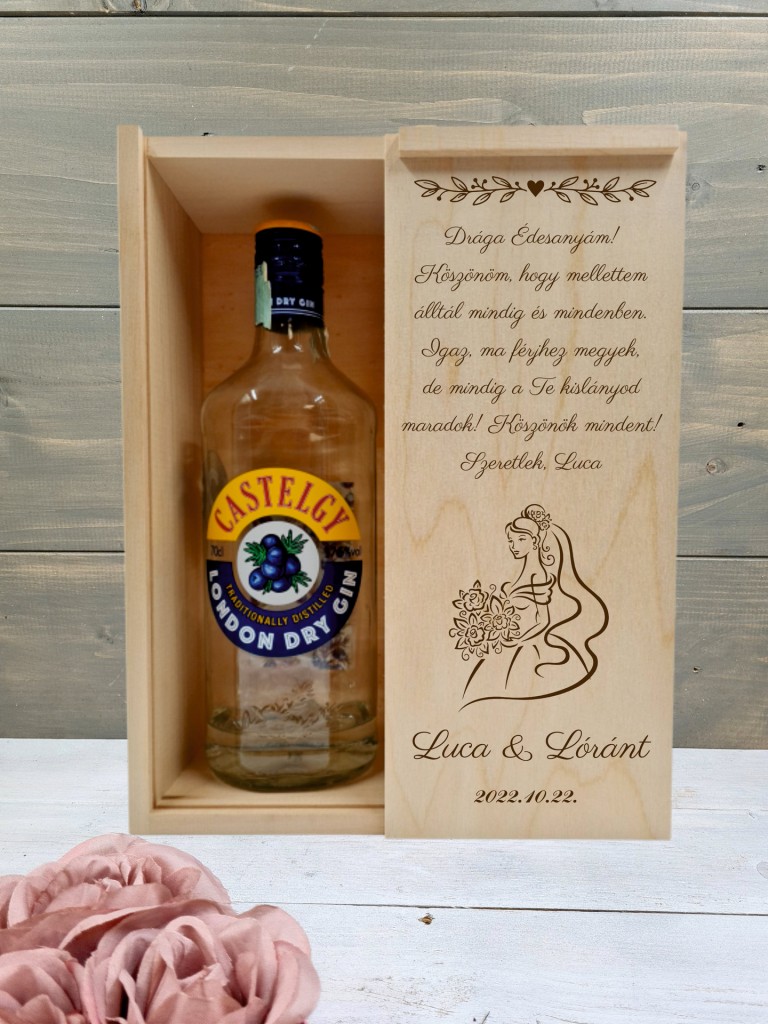 Menyasszony Örömanya köszöntő italos ajándék díszdoboz