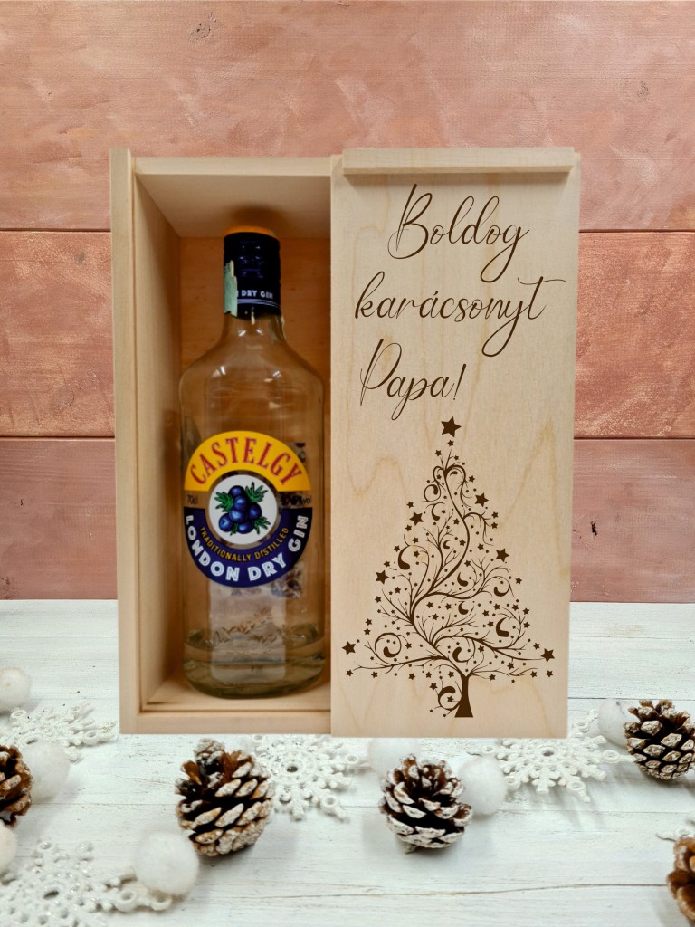 Csillag karácsonyfa italos ajándék díszdoboz karácsonyra