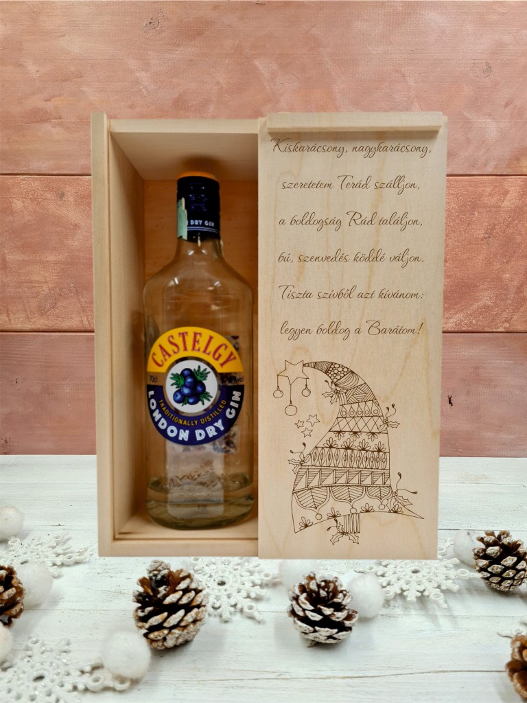 Bohém karácsonyfa italos ajándék díszdoboz karácsonyra