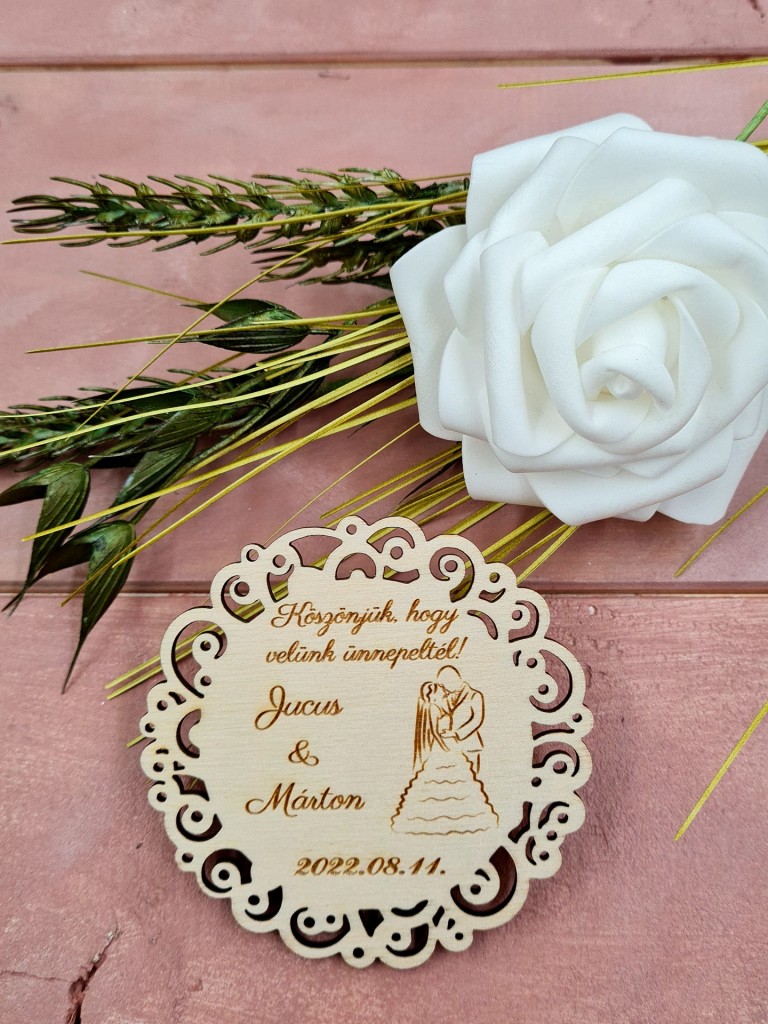 Örökké esküvői köszönőajándék hűtőmágnes vendégeknek