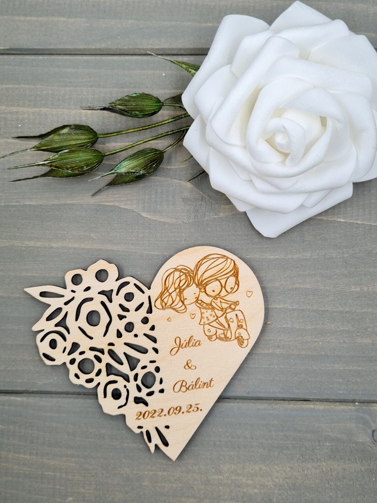 Szívembe zárva esküvői köszönőajándék hűtőmágnes vendégeknek