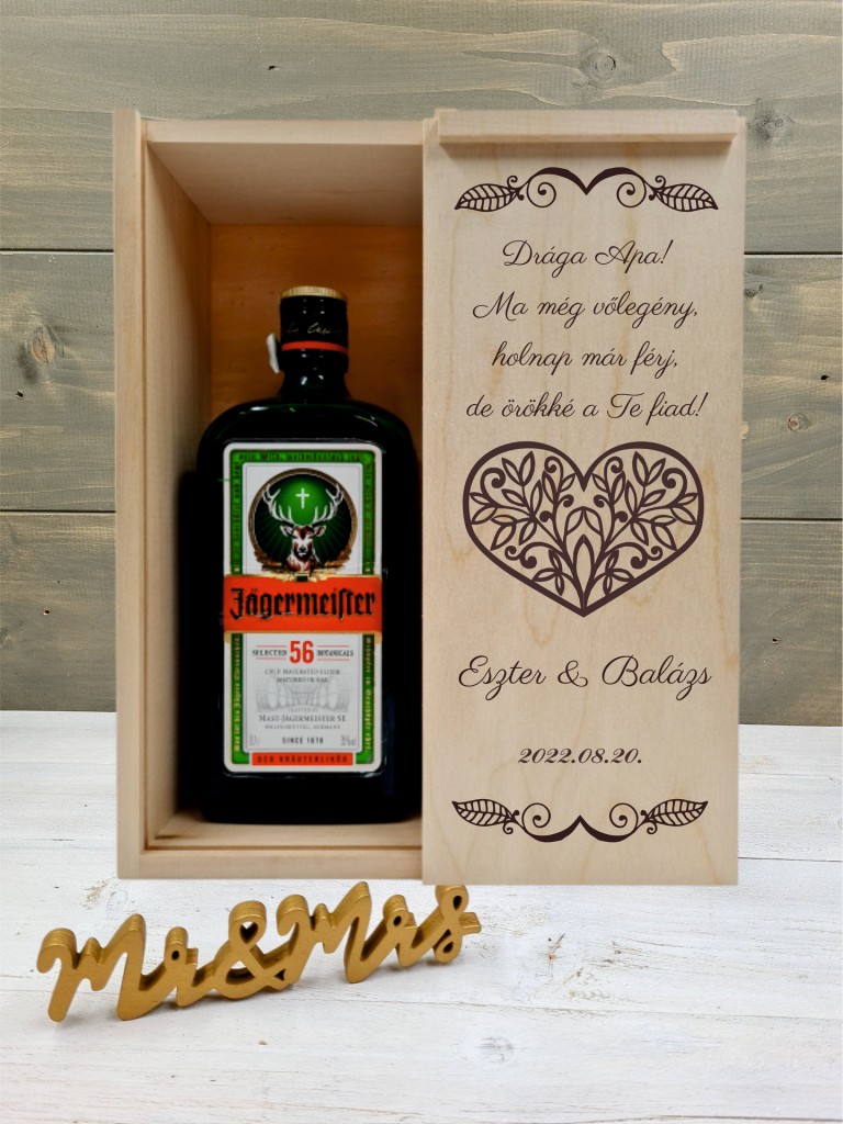 Szívbe zárt levelek szülőköszöntő italos ajándék díszdoboz