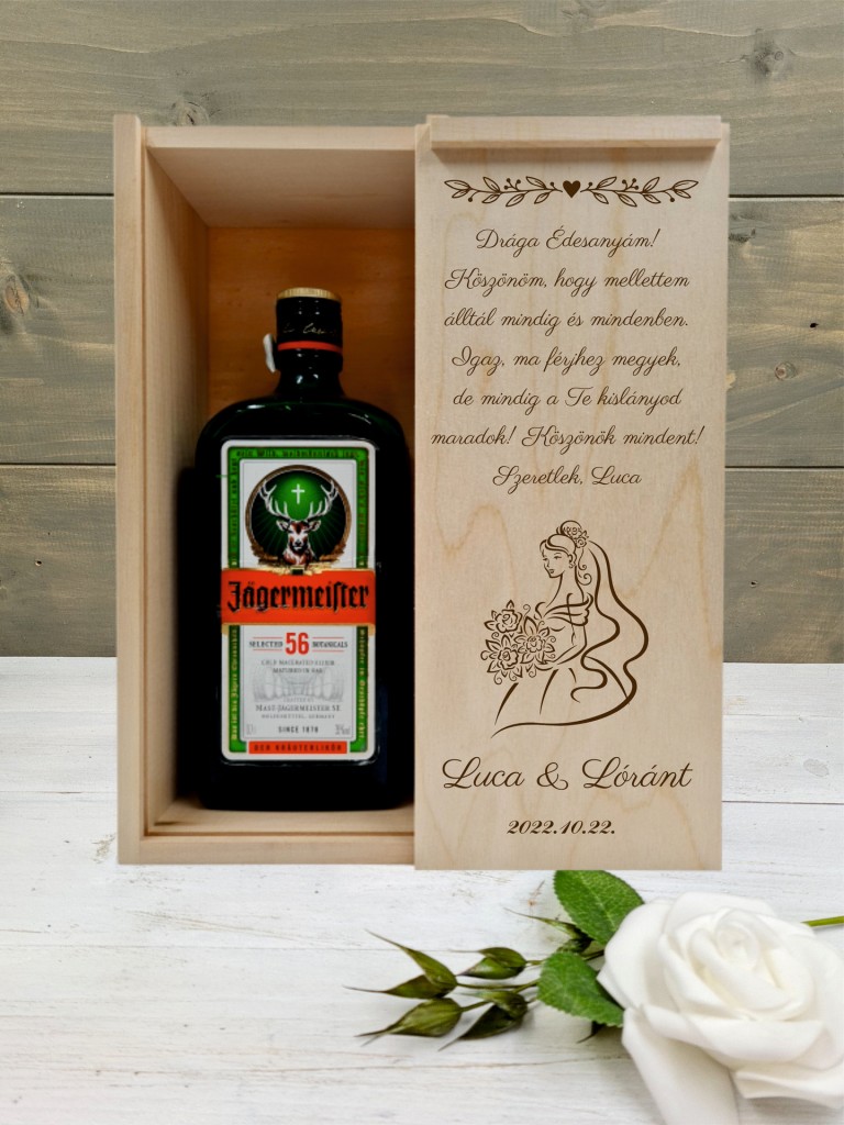 Menyasszony Örömanya köszöntő italos ajándék díszdoboz