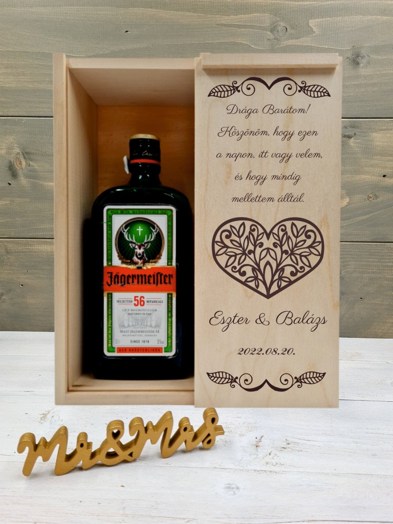 Szívbe zárt levelek Barát köszöntő italos ajándék díszdoboz