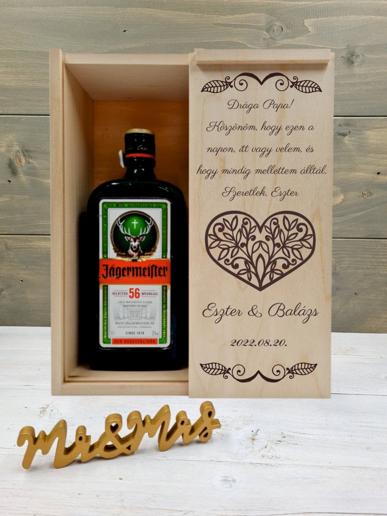 Szívbe zárt levelek Nagypapa köszöntő italos ajándék díszdoboz