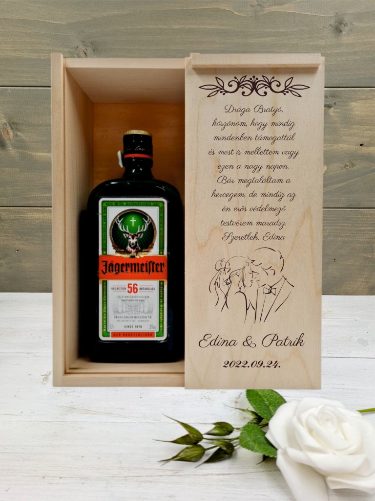 Az ifjú pár Testvér köszöntő italos ajándék díszdoboz