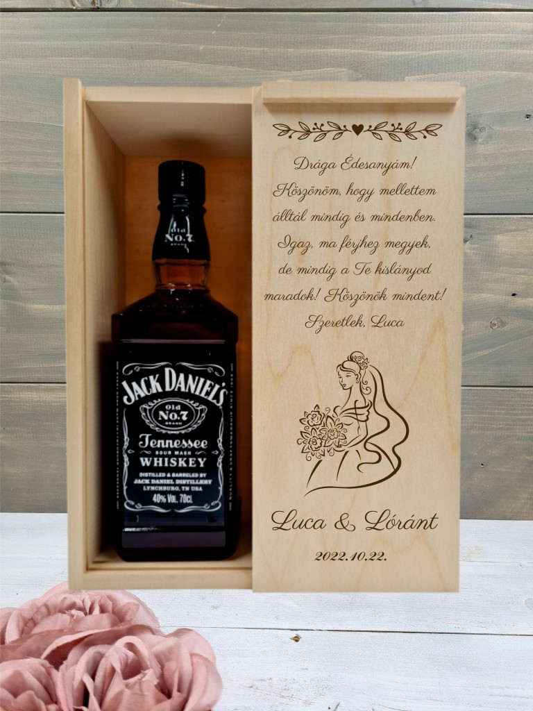 Menyasszony Örömanya köszöntő italos ajándék díszdoboz