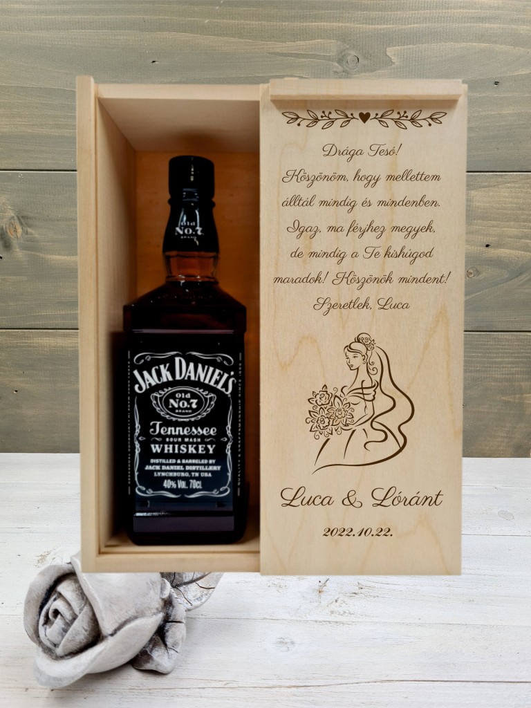 Menyasszony Testvér köszöntő italos ajándék díszdoboz