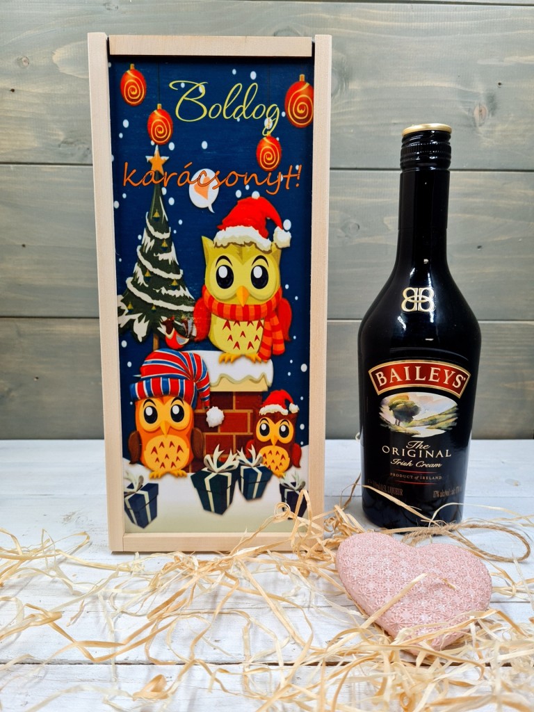 Hó baglyok italos ajándékdoboz karácsonyra