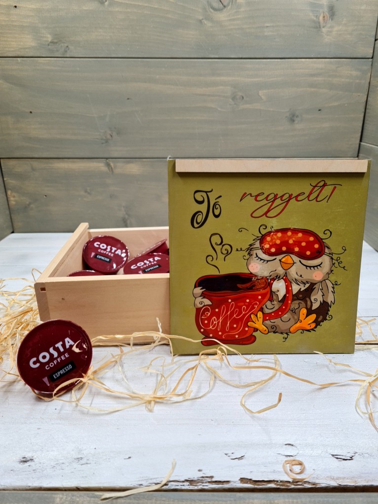 Jó reggelt kávés ajándékdoboz szülinapra