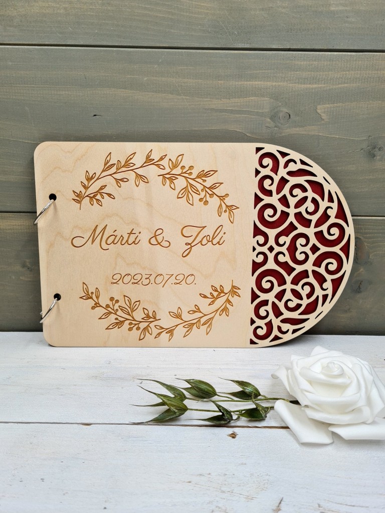 Levél koszorú vendégkönyv esküvőre