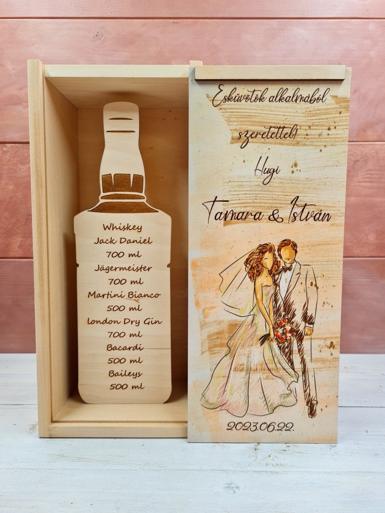 Ifjú pár italos szülőköszöntő ajándékdoboz