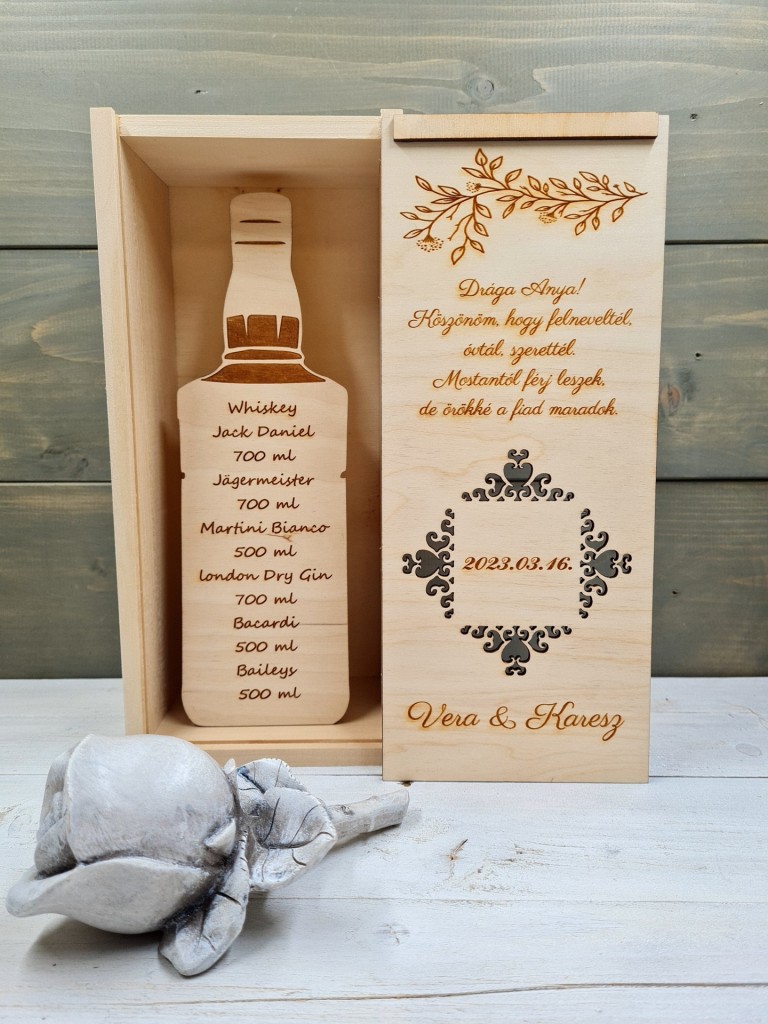 Virágzó ág italos szülőköszöntő ajándék díszdoboz esküvőre