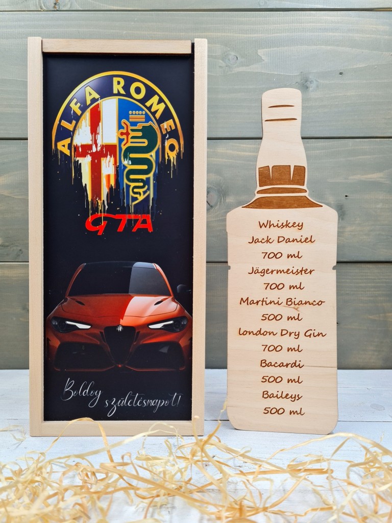 Piros Alfa italos ajándék díszdoboz szülinapra