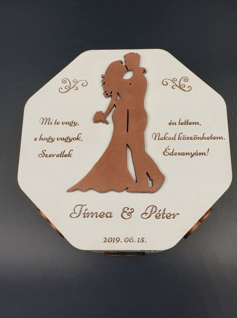 Bronz pár esküvői örömanya köszöntő ajándék díszdoboz